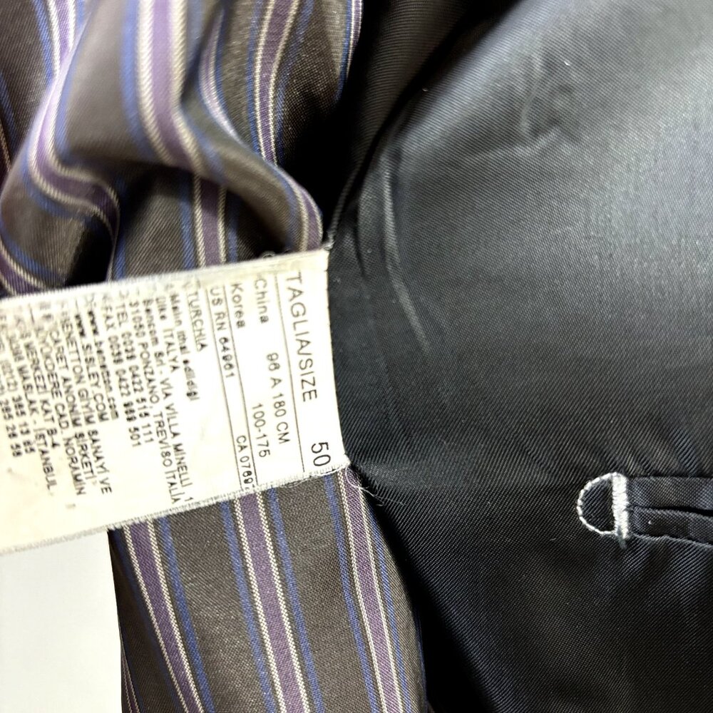 Stile Benetton Sport Coat Blazer 50 EU/40-41 US‎ Wool Blend Slim Fit Suit Jacket - Picture 3 of 14